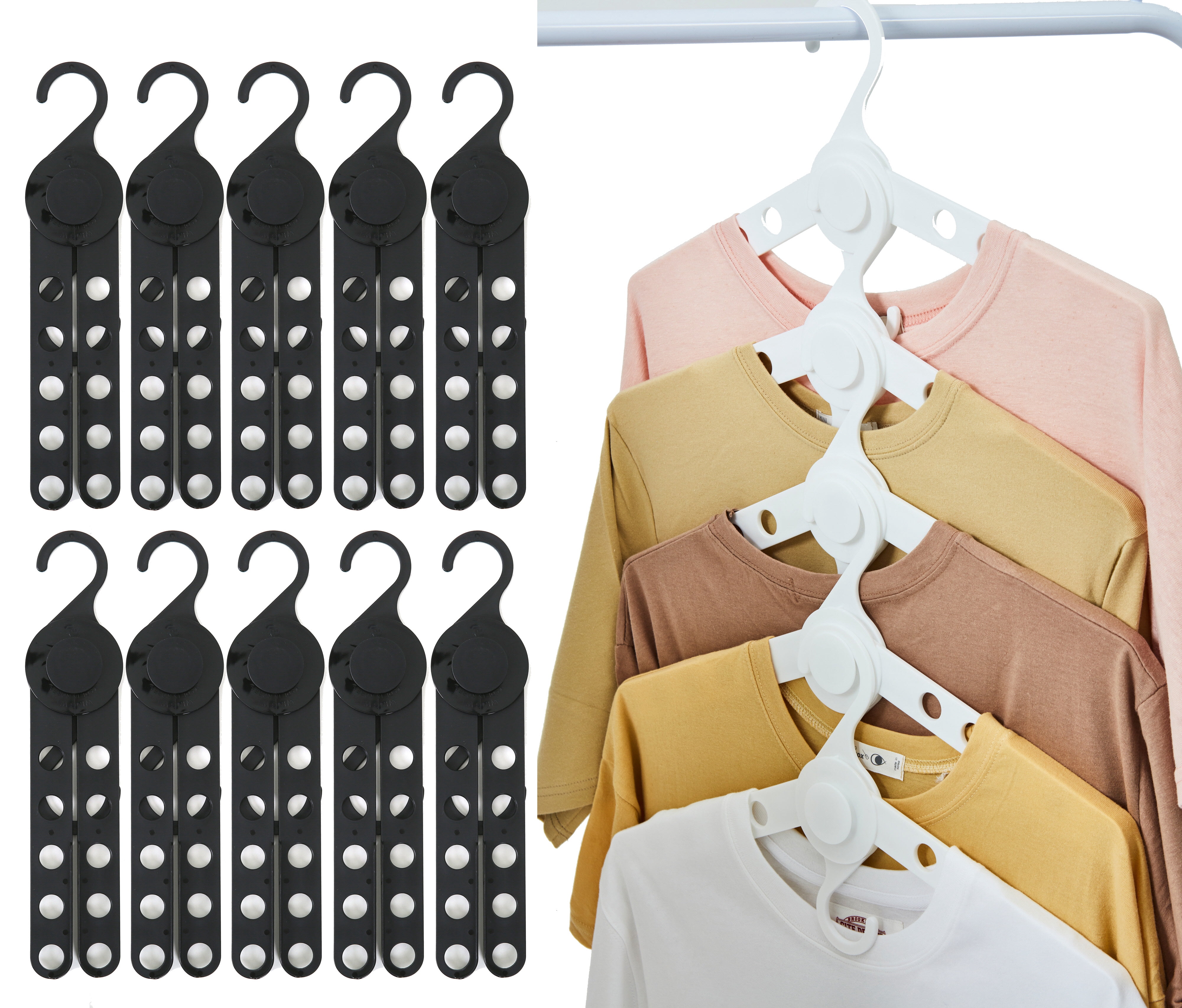 Cloth Hangers Closet Organizer - Bigtime Closet Space Saver - Holds 20lbs Durable & Portable - Use at Home, Dorm, and Office (Black 10 Pack)