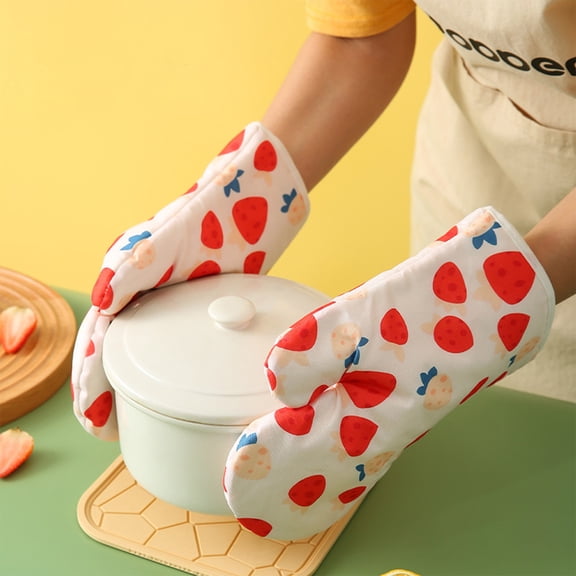 Cloth Insulated Oven Mitts for Baking - Double Thickened Heat Resistant Mitt for Kitchen Cooking - Microwave Safe Hand Protection Glove for Bread, Tarts, Roasting - 1 Pack