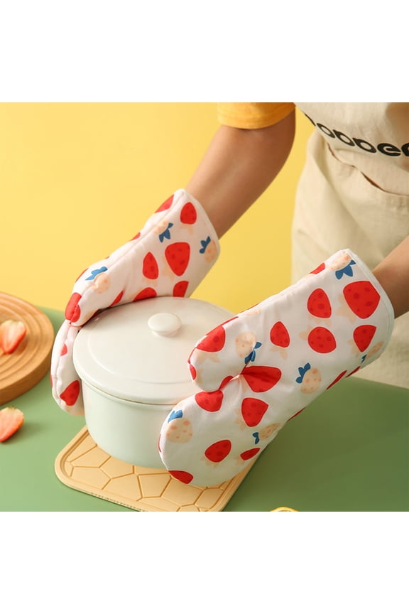 Cloth Insulated Oven Mitts for Baking - Double Thickened Heat Resistant Mitt for Kitchen Cooking - Microwave Safe Hand Protection Glove for Bread, Tarts, Roasting - 1 Pack