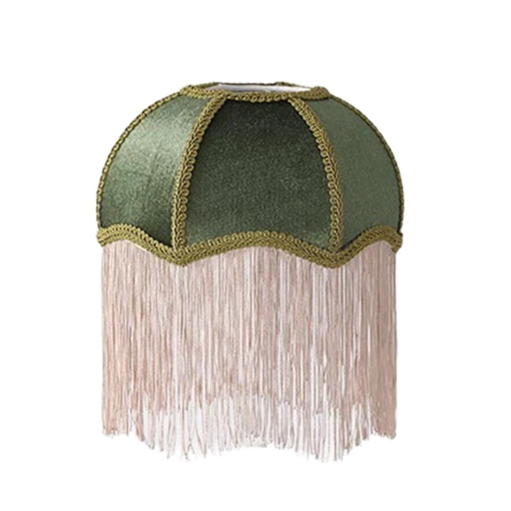 Cloth Lampshade, Vintage Style with Tassels Fringe E27 Bulb Lamp Cover Table Lamp Shade for Bedroom Desk Cafe, 8x11in