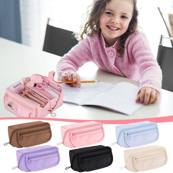 Cloth Multi-Layer Pencil Case Organizer | Japanese Korean Style Pen Storage Box | Wear-Resistant, Easy Clean, Multiple Compartments | Stationery Holder for Office, Home | 1 Pack