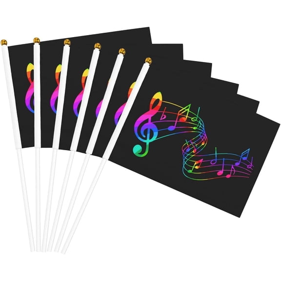 Cloth Musical Note - Violin Flag 5x8 In Outdoor Decoration Handheld Stick Flags Six Piece