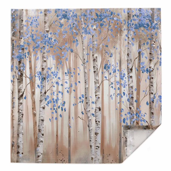 Cloth Napkins 1 Piece - 20x20 Inches, Blue Grey Forest Washable Reusable Table Napkins, Grey Modern Art Oil Painting Soft & Absortbent Dining Napkin for Party Wedding Hotel Restaurant