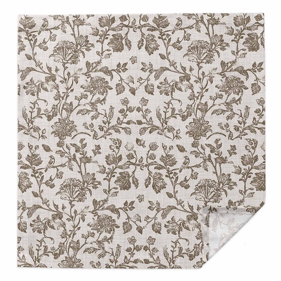Cloth Napkins 1 Piece - 20x20 Inches, Farmhouse Brown Washable Reusable Table Napkins, Vintage Flower Leaf Botanical Plant Soft & Absortbent Dining Napkin for Party Wedding Hotel Restaurant