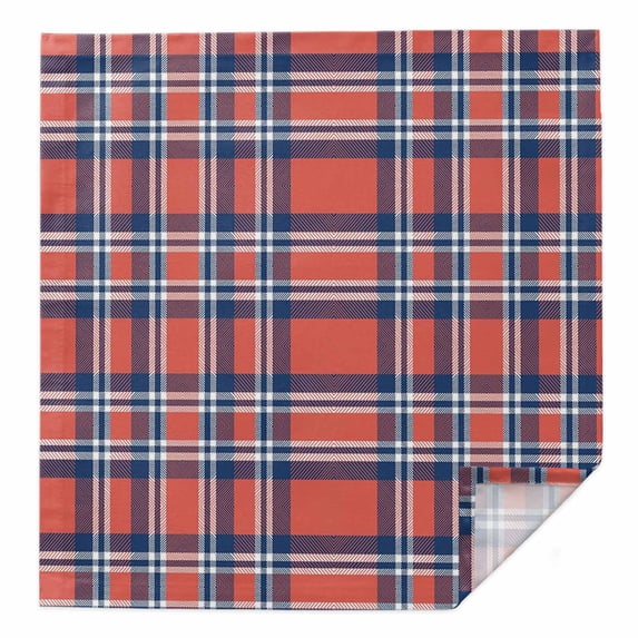Cloth Napkins 1 Piece - 20x20 Inches, Orange Blue Washable Reusable Table Napkins, British Style Buffalo Plaid Lattice Soft & Absortbent Dining Napkin for Party Wedding Hotel Restaurant