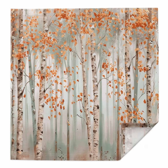 Cloth Napkins 1 Piece - 20x20 Inches, Orange Grey Forest Washable Reusable Table Napkins, Grey Modern Art Oil Painting Soft & Absortbent Dining Napkin for Party Wedding Hotel Restaurant