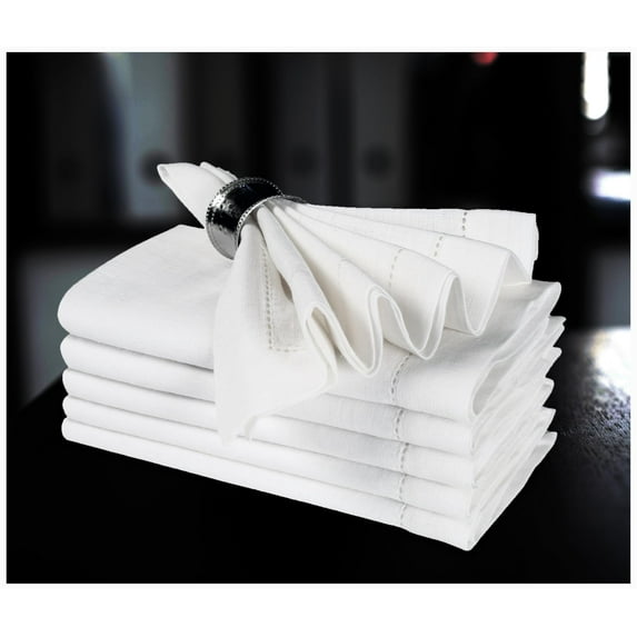 100% Linen Cloth Napkins, Set of 6, 16x16 inch - White
