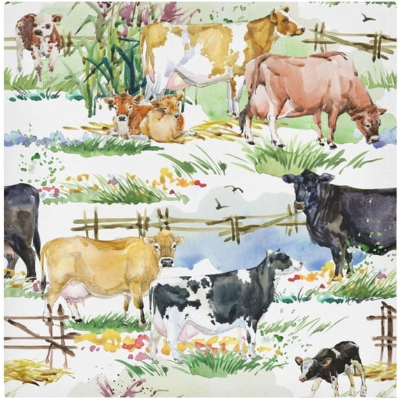 Cloth Napkins 4PCS Farm Animals Watercolor Dinner Table Napkin Decorative for Family Party Restaurant Wedding Use 20 Inch Washcloth Gift