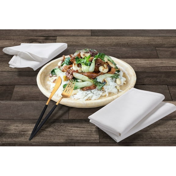 Bedding Craft White Cotton Cloth Dinner Napkins – Reusable Machine Washable Fabric – Perfect for Weddings, Holidays, Thanksgiving & Everyday Dining, Set of 12, 16"x16"