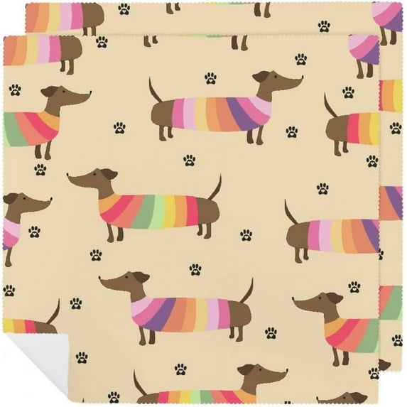 Cloth Napkins Cute Dachshunds Colorful Soft Comfortable Napkins 4 pcs for Family Dinners Weddings Cocktail Kitchen Banquet Decorative Washcloths