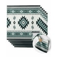 thumbnail image 1 of Cloth Napkins Farm Ethnic Tribal Green Pattern Washable Soft Kitchen Dinner Napkin Set of 6,Aztec Abstract Geometric Art Reusable Cocktail Napkins for Wedding Holiday Party Event,20x20In, 1 of 7