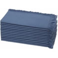 thumbnail image 1 of Cloth Napkins with Fringe Border - Set of 12 Soft Pure Cotton Blue Dinner Napkins - Reusable Lunch Brunch Spring Summer Dining Table Linen - 18 x 18 inches, 1 of 5