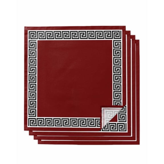 Cloth Napkins Greek Geometric Inspired Twist Line Washable Soft Kitchen Dinner Napkin Set of 4