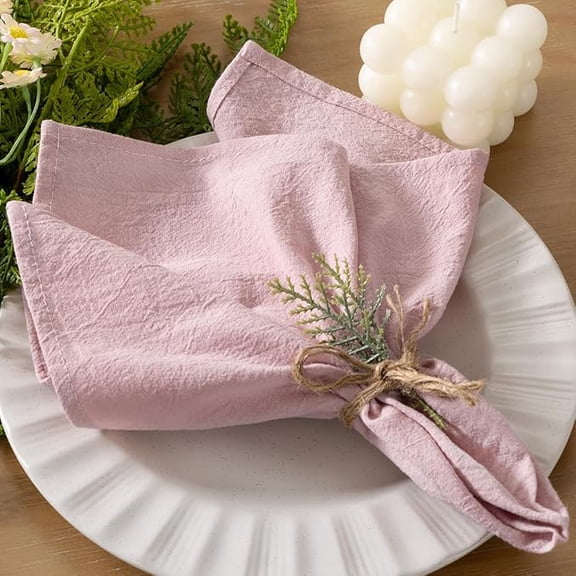 Cloth Napkins Pink Easter Spring Washable Reusable Bulk Linen Cotton Napkins Set of 20 17"x17" for Wedding Party Bridal Baby Shower Birthday Dining Table Decorations