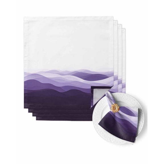 Cloth Napkins Purple Ombre Minimalist Wave Stripe Washable Soft Kitchen Dinner Napkin Set of 4,Modern Geometric Color Art Reusable Cocktail Napkins for Wedding Holiday Party Event,20x20In