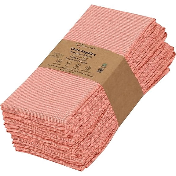 Cloth Napkins Set of 12, 18x18 Reusable Napkins Cloth Washable, Soft & Durable Table Napkin, Poly Cotton Fabric Dinner Napkins for Parties, Christmas, Thanksgiving, Weddings - Orange Rust
