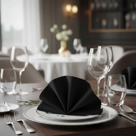 Cloth Napkins Set of 12, Black Cloth Napkins 20x20 Inch, Washable Reusable Polyester Table Napkins for Everyday Use,Wedding, Party, Restaurant & Farmhouse Table Decor