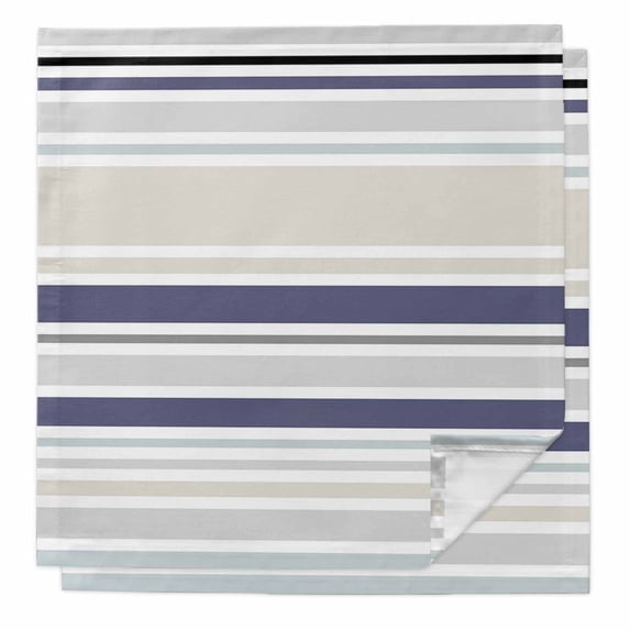 Cloth Napkins Set of 2 - 20x20 Inches, Beige Stripe Washable Reusable Table Napkins, Modern Abstract Art Navy Blue Striped Rustic Soft & Absortbent Dining Napkin for Party Wedding Hotel Restaurant