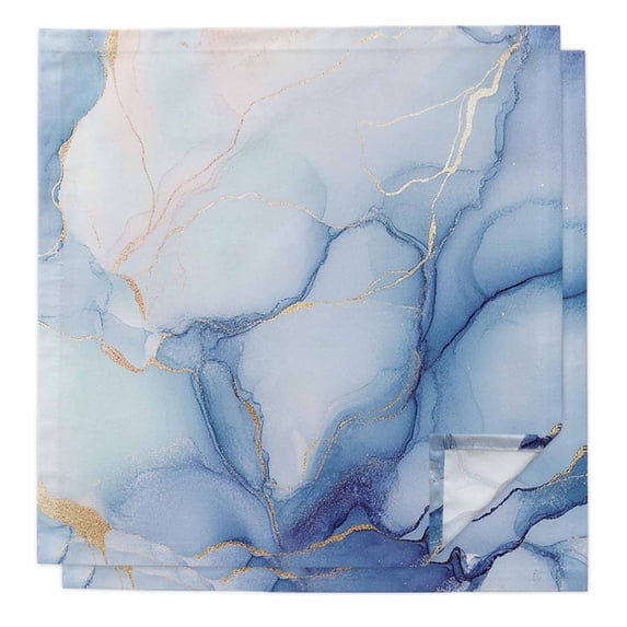 Cloth Napkins Set of 2 - 20x20 Inches, Blue Marble Washable Reusable Table Napkins, Gradual Modern Abstract Art Soft & Absortbent Dining Napkin for Party Wedding Hotel Restaurant