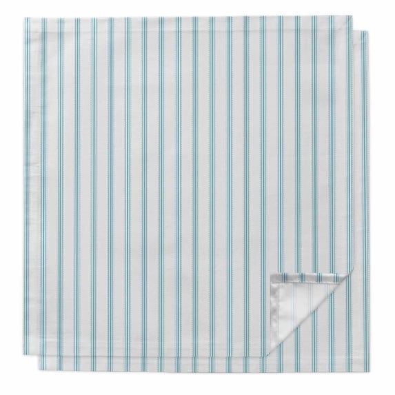 Cloth Napkins Set of 2 - 20x20 Inches, Blue Striped Washable Reusable Table Napkins, Blue White Stripes Farmhouse Soft & Absortbent Dining Napkin for Party Wedding Hotel Restaurant