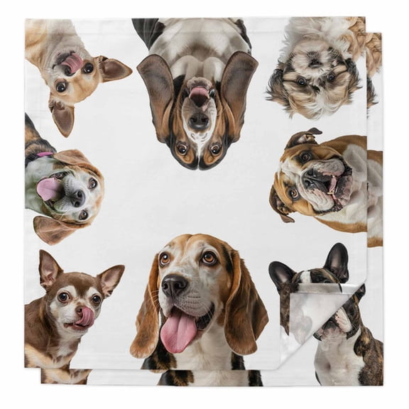 Cloth Napkins Set of 2 - 20x20 Inches, Cute Dogs Washable Reusable Table Napkins, Animals Gypsies Bulldog Cattledogs Modern Art Soft & Absortbent Dining Napkin for Party Wedding Hotel Restaurant