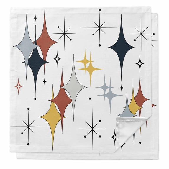 Cloth Napkins Set of 2 - 20x20 Inches, Diamond Washable Reusable Table Napkins, Modern Geometric Middle Century Grey Yellow Red Soft & Absortbent Dining Napkin for Party Wedding Hotel Restaurant