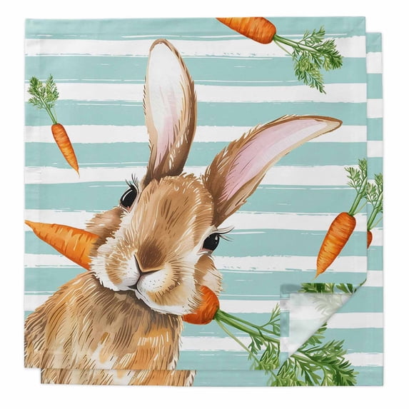 Cloth Napkins Set of 2 - 20x20 Inches, Easter Bunny Washable Reusable ...