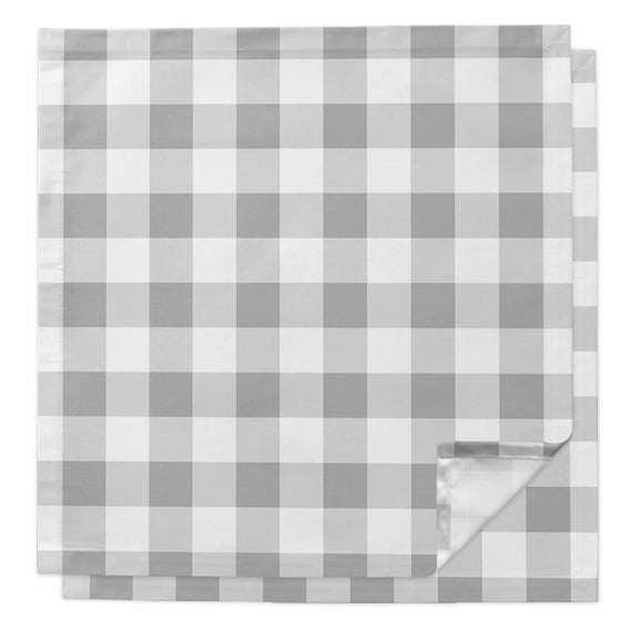 Cloth Napkins Set of 2 - 20x20 Inches, Grey Plaid Washable Reusable Table Napkins, Gradient Geometric Buffalo White Checkered Soft & Absortbent Dining Napkin for Party Wedding Hotel Restaurant