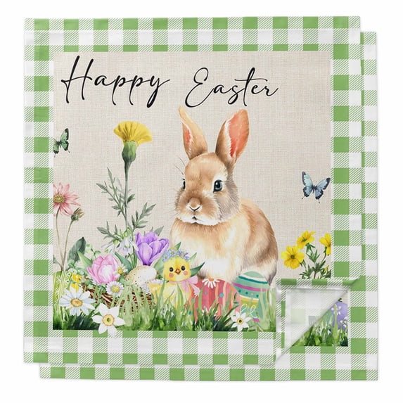 Cloth Napkins Set of 2 - 20x20 Inches, Happy Easter Bunny Washable ...