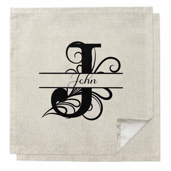 Cloth Napkins Set of 2 - 20x20 Inches, Letter J Washable Reusable Table Napkins, Monogram Words Soft & Absortbent Dining Napkin for Party Wedding Hotel Restaurant