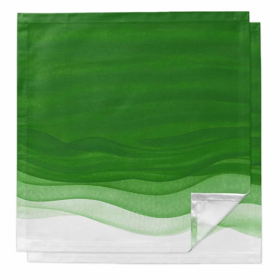 Cloth Napkins Set of 2 - 20x20 Inches, Ombre Green Waves Washable Reusable Table Napkins, Abstract Art Gradient Modern Soft & Absortbent Dining Napkin for Party Wedding Hotel Restaurant