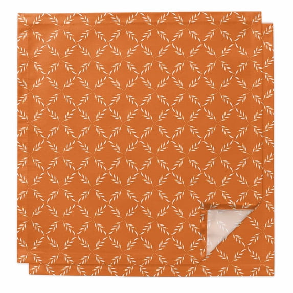 Cloth Napkins Set of 2 - 20x20 Inches, Orange Morocco Washable Reusable Table Napkins, Geometric Leaf Diamond Lattice Abstract Soft & Absortbent Dining Napkin for Party Wedding Hotel Restaurant