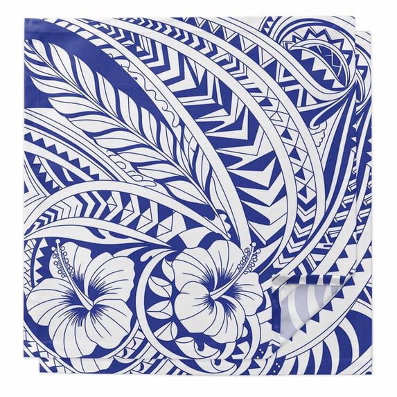 Cloth Napkins Set of 2 - 20x20 Inches, Polynesia Texture Washable Reusable Table Napkins, Retro Traditional Tribe Floral Abstract Blue Soft Absortbent Dining Napkin for Party Wedding Hotel Restaurant