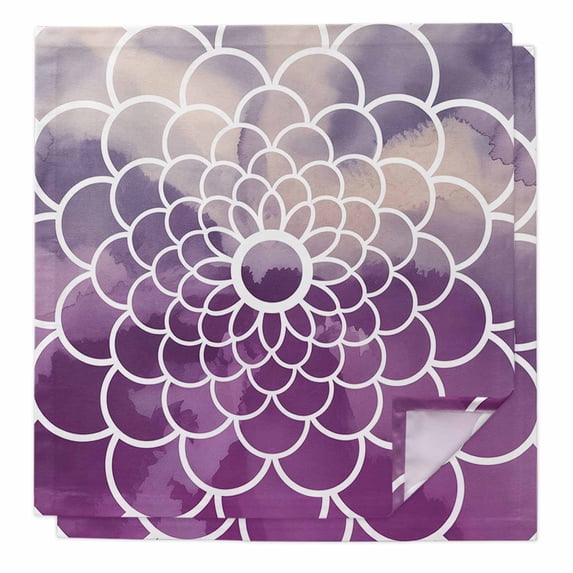 Cloth Napkins Set of 2 - 20x20 Inches, Purple Flowers Washable Reusable Table Napkins, Watercolor Ombre Abstract Floral Geometric Soft & Absortbent Dining Napkin for Party Wedding Hotel Restaurant