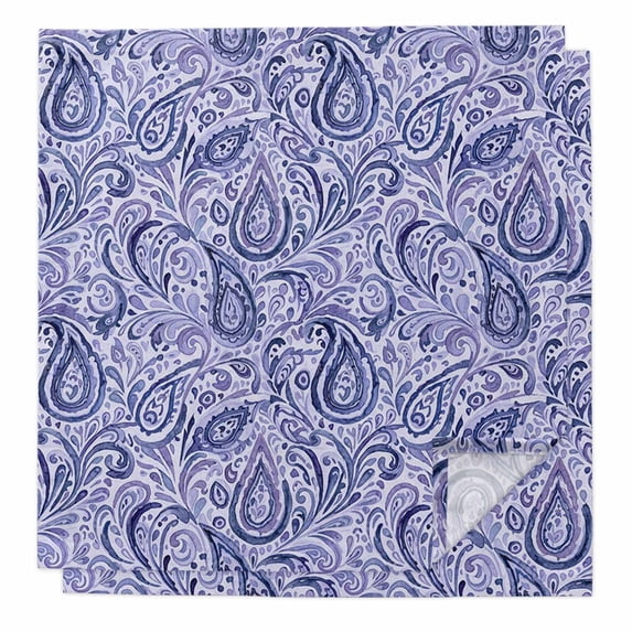Cloth Napkins Set of 2 - 20x20 Inches, Purple Navy Blue Washable Reusable Table Napkins, Retro Botanical Abstract Art Soft & Absortbent Dining Napkin for Party Wedding Hotel Restaurant
