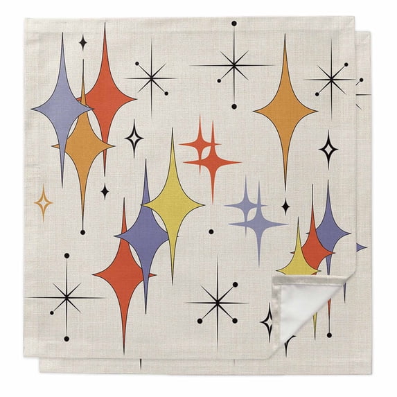 Cloth Napkins Set of 2 - 20x20 Inches, Purple Yellow Diamond Washable Reusable Table Napkins, Modern Geometric Middle Century Beige Soft & Absortbent Dining Napkin for Party Wedding Hotel Restaurant