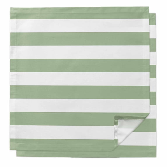 Cloth Napkins Set of 2 - 20x20 Inches, Sage Green Striped Washable Reusable Table Napkins, Farmhouse Sage Green Stripes Soft & Absortbent Dining Napkin for Party Wedding Hotel Restaurant