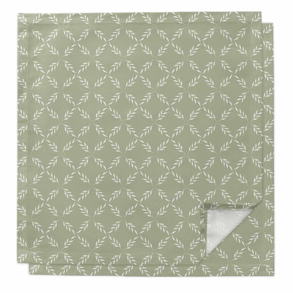 Cloth Napkins Set of 2 - 20x20 Inches, Sage Green Washable Reusable Table Napkins, Geometric Flower Leaf Diamond Plaid Retro Soft & Absortbent Dining Napkin for Party Wedding Hotel Restaurant
