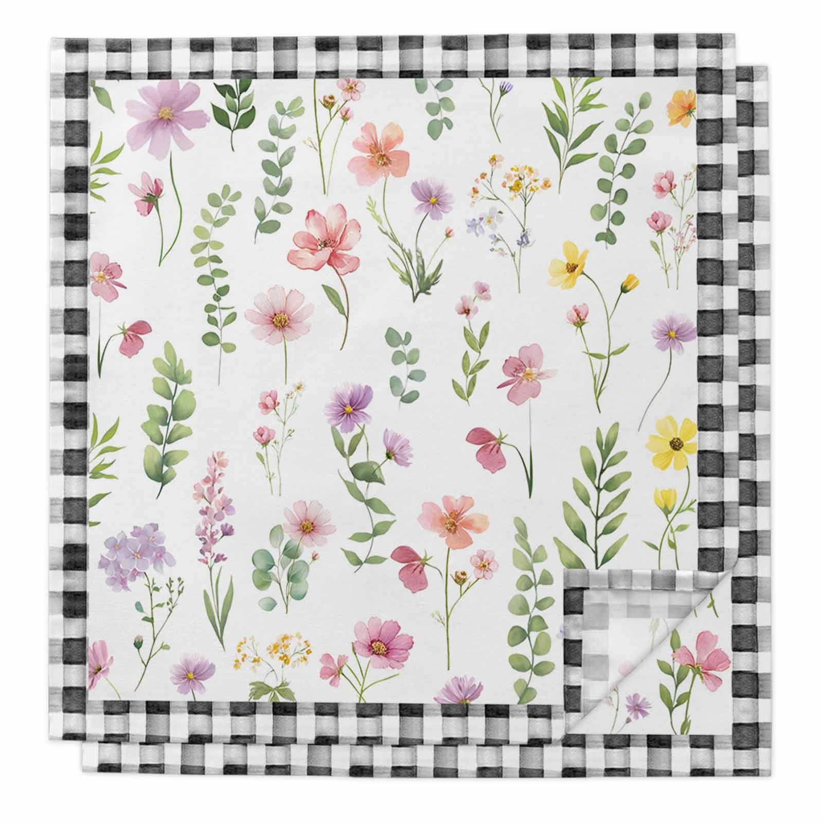 Cloth Napkins Set of 2 - 20x20 Inches, Spring Floral Washable Reusable ...