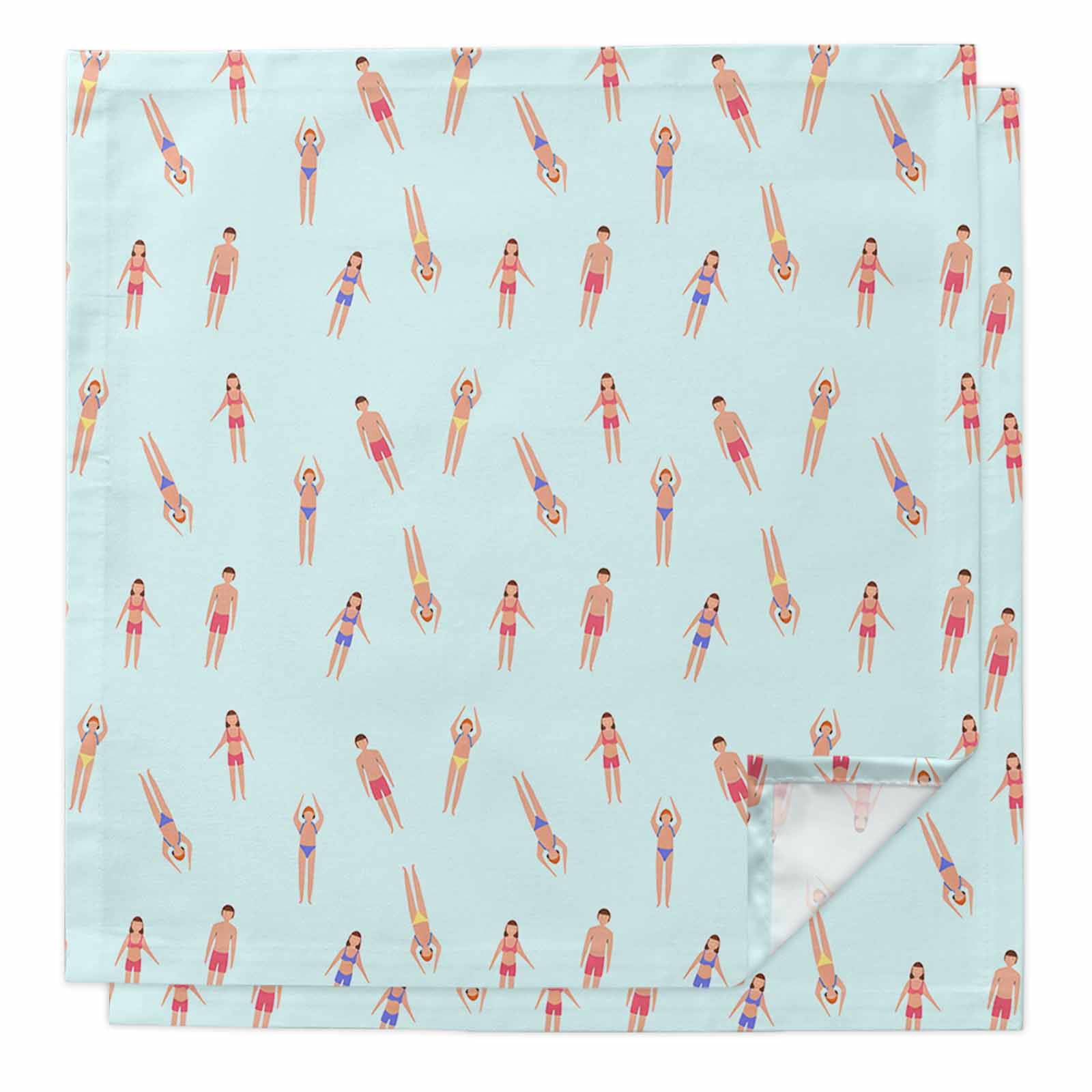 Cloth Napkins Set of 2 - 20x20 Inches, Summer Swimmers Washable ...