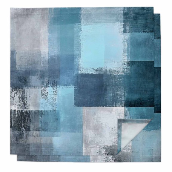 Cloth Napkins Set of 2 - 20x20 Inches, Teal Blue Washable Reusable Table Napkins, Modern Oil Painting Abstract Ombre Geometric Soft & Absortbent Dining Napkin for Party Wedding Hotel Restaurant