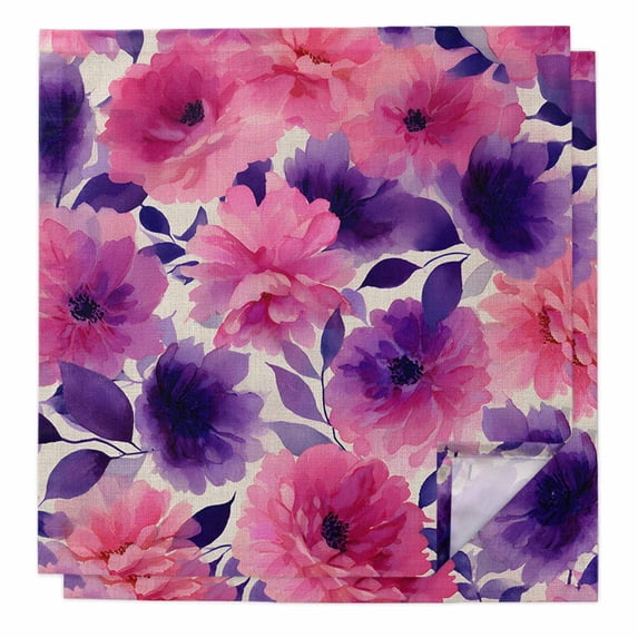 Cloth Napkins Set of 2 - 20x20 Inches, Watercolor Floral Washable Reusable Table Napkins, Spring Flowers Botanical Retro Beige Soft & Absortbent Dining Napkin for Party Wedding Hotel Restaurant
