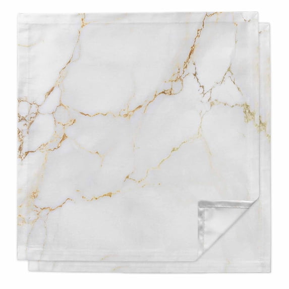 Cloth Napkins Set of 2 - 20x20 Inches, White Golden Marble Washable Reusable Table Napkins, Modern Abstract Art Elegant Soft & Absortbent Dining Napkin for Party Wedding Hotel Restaurant