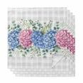 thumbnail image 1 of Cloth Napkins Set of 4 - 20x20 Inches, Blue Pink Hydrangea Washable Reusable Table Napkins, Eucalyptus Leaves Grey Plaid Soft & Absortbent Dining Napkin for Party Wedding Hotel Restaurant, 1 of 8