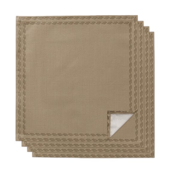 Cloth Napkins Set of 4 - 20x20 Inches, Brown Textured Washable Reusable Table Napkins, Farmhouse Country Woven Striped Soft & Absortbent Dining Napkin for Party Wedding Hotel Restaurant