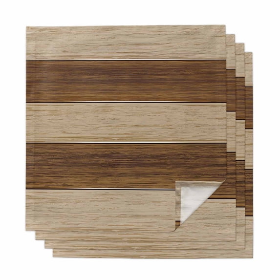 Cloth Napkins Set of 4 - 20x20 Inches, Brown Wood Grain Washable Reusable Table Napkins, Ombre Rustic Retro Wooden Plank Soft & Absortbent Dining Napkin for Party Wedding Hotel Restaurant