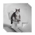 thumbnail image 1 of Cloth Napkins Set of 4 - 20x20 Inches, Funny Cat Washable Reusable Table Napkins, Modern Abstract Cute Animals on Toilets Artwork Soft & Absortbent Dining Napkin for Party Wedding Hotel Restaurant, 1 of 8