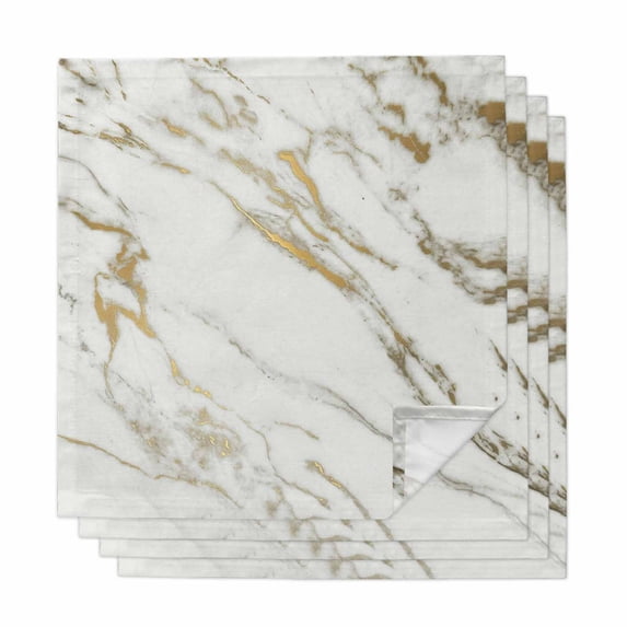 Cloth Napkins Set of 4 - 20x20 Inches, Golden Marble Washable Reusable Table Napkins, Abstract Modern Minimalist Art Soft & Absortbent Dining Napkin for Party Wedding Hotel Restaurant