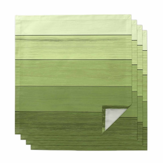 Cloth Napkins Set of 4 - 20x20 Inches, Green Wood Grain Washable Reusable Table Napkins, Ombre Rustic Retro Wooden Plank Soft & Absortbent Dining Napkin for Party Wedding Hotel Restaurant