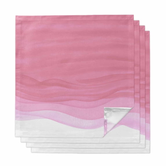 Cloth Napkins Set of 4 - 20x20 Inches, Ombre Waves Washable Reusable Table Napkins, Abstract Art Gradient Pink Modern Soft & Absortbent Dining Napkin for Party Wedding Hotel Restaurant